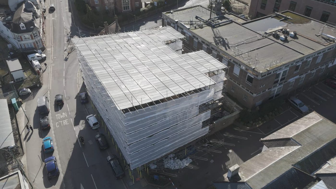 Heritage building temporary roof scaffold in Haywards Heath