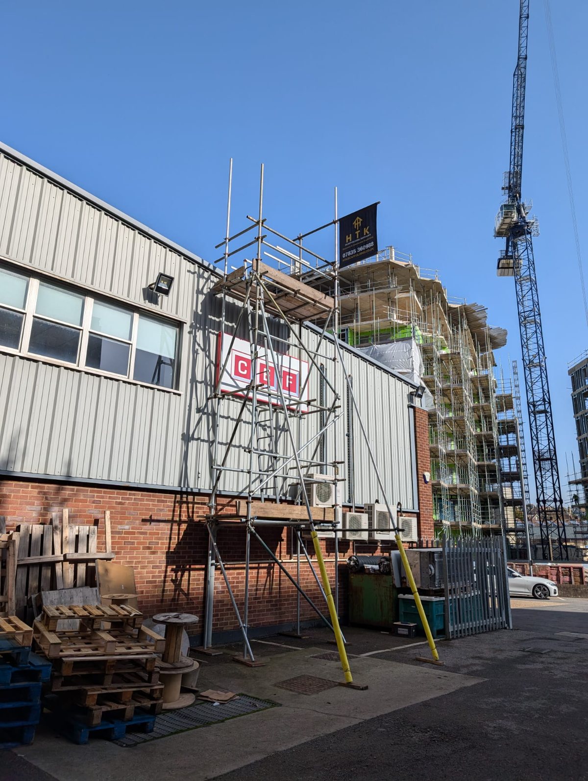 HTK chimney access scaffold for urgent repairs